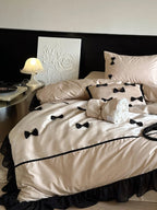Bedding Set Cotton Satin Ruffle & Bow Four-Piece