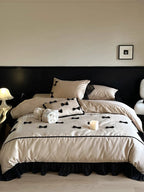 Bedding Set Cotton Satin Ruffle & Bow Four-Piece