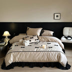 Bedding Set Cotton Satin Ruffle & Bow Four-Piece