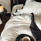 Bedding Set Cotton Satin Ruffle Contrast Edge Concealed Zippers