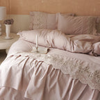 Bedding Set Cotton Satin Ruffle & Lace