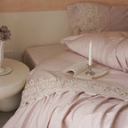 Bedding Set Cotton Satin Ruffle & Lace