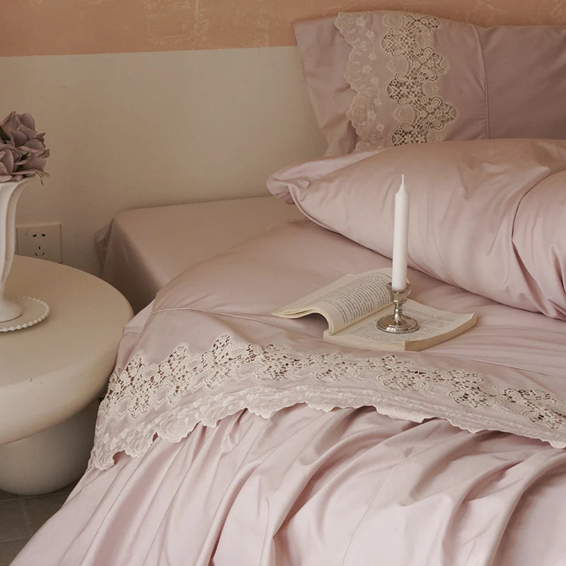 Bedding Set Cotton Satin Ruffle & Lace