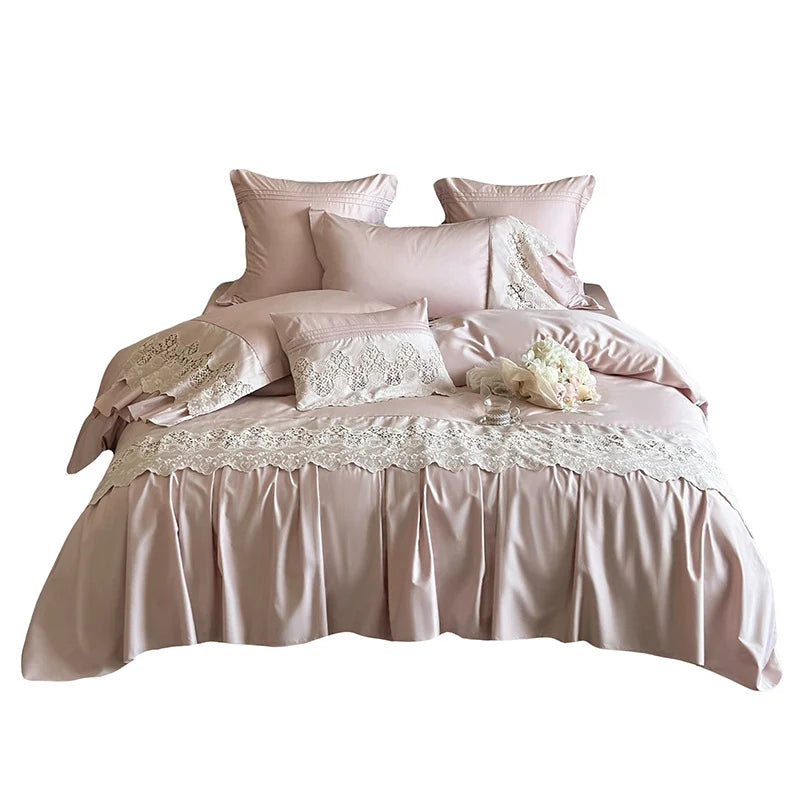 Bedding Set Cotton Satin Ruffle & Lace