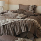 Bedding Set Cotton Satin Ruffle & Lace