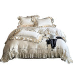 Bedding Set Cotton Satin Ruffled Edge & Embroidery