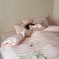 Bedding Set Cotton Satin Silky-Matte Berry Embroidery