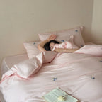 Bedding Set Cotton Satin Silky-Matte Berry Embroidery