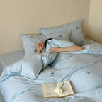 Bedding Set Cotton Satin Silky-Matte Berry Embroidery