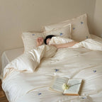 Bedding Set Cotton Satin Silky-Matte Berry Embroidery