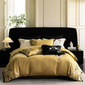 Bedding Set Cotton Satin Silky Matte Floral Embroidery