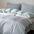 Bedding Set Cotton Satin Silky Striped Patchwork