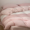Bedding Set Cotton Satin Silky Striped Patchwork
