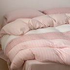 Bedding Set Cotton Satin Silky Striped Patchwork