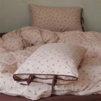 Bedding Set Cotton Satin Small Cherry Print Pillowcase Ties