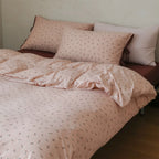 Bedding Set Cotton Satin Small Cherry Print Pillowcase Ties