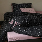 Bedding Set Cotton Satin Small Cherry Print Pillowcase Ties