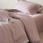 Bedding Set Cotton Satin Temperature-Regulating Lace Border