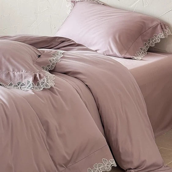 Bedding Set Cotton Satin Temperature-Regulating Lace Border