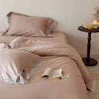 Bedding Set Cotton Satin Temperature-Regulating Lace Border
