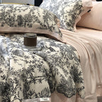Bedding Set Cotton Satin Toile-de-Jouy Breathable