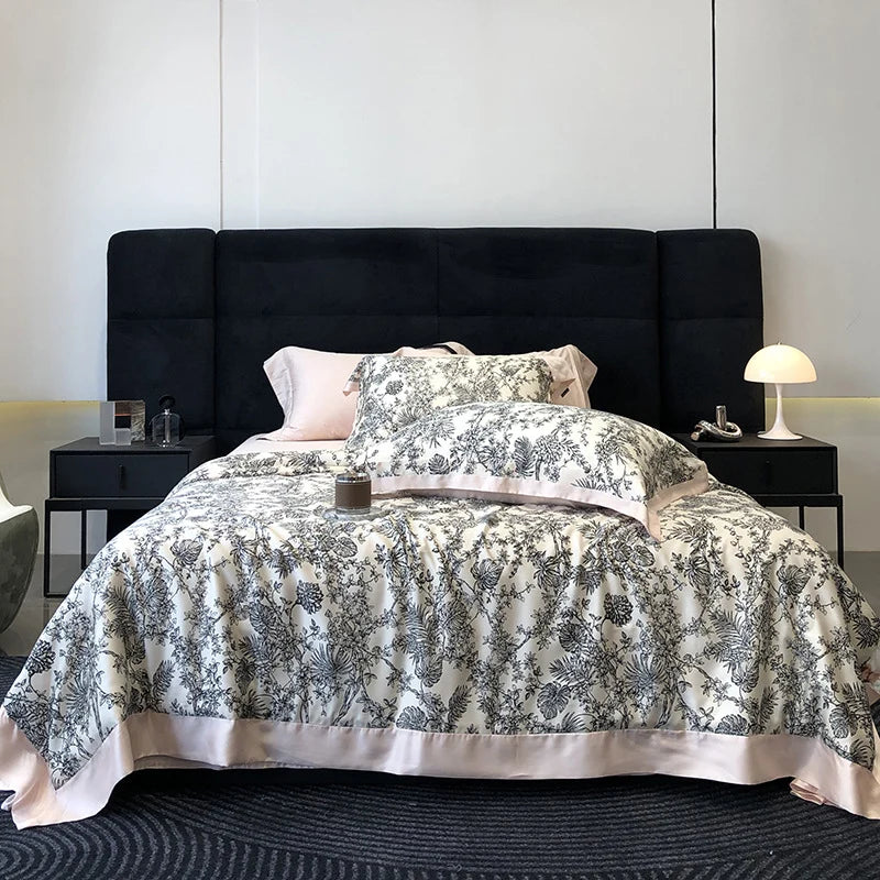 Bedding Set Cotton Satin Toile-de-Jouy Breathable