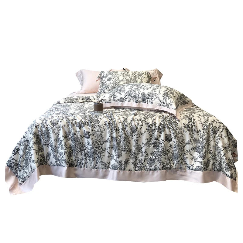Bedding Set Cotton Satin Toile-de-Jouy Breathable
