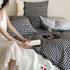 Bedding Set Cotton Satin Vichy Check Four Piece