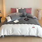 Bedding Set Cotton Satin Vichy Check Four Piece