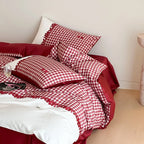 Bedding Set Cotton Satin Vichy Check Four Piece