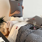 Bedding Set Cotton Satin Vichy Check Four Piece