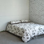 Bedding Set Cotton Satin Watercolor Floral Contrasting Edging