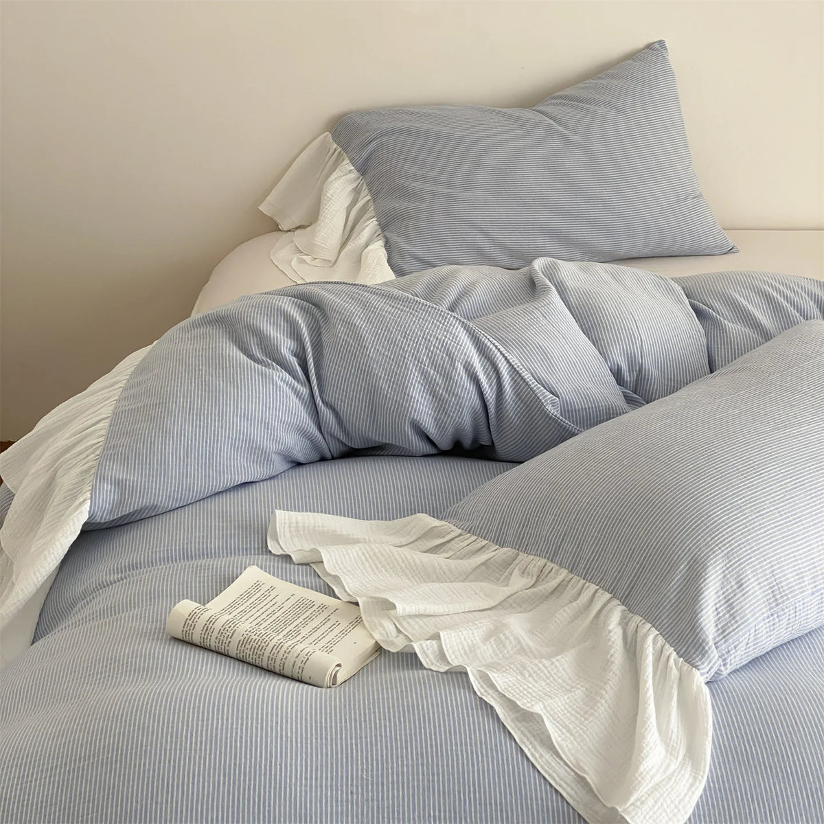 Bedding Set Cotton Seersucker Fine Pinstripe