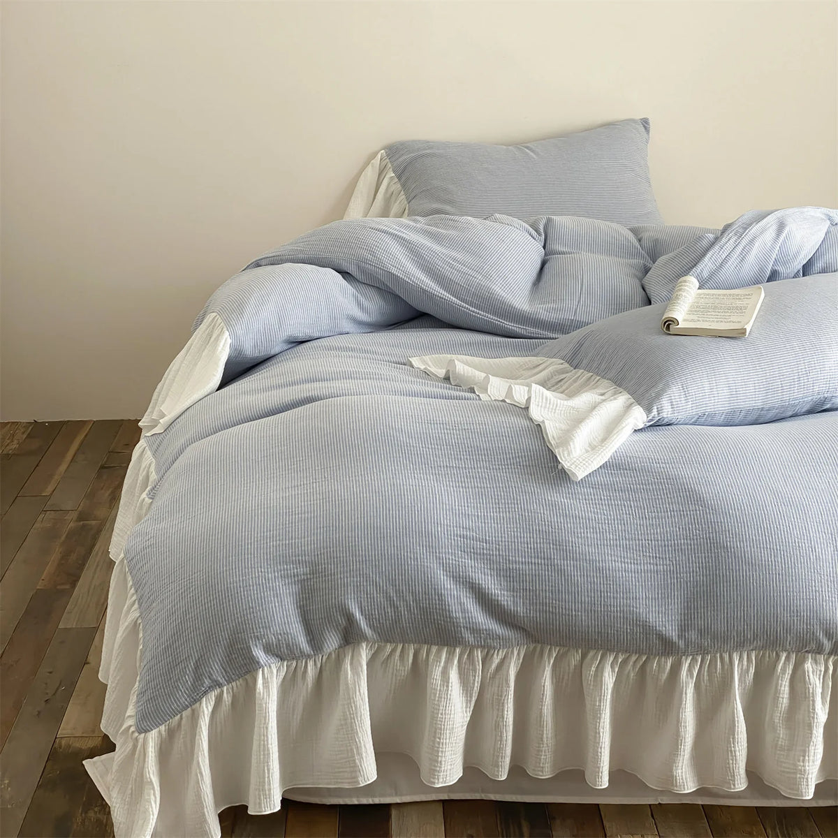 Bedding Set Cotton Seersucker Fine Pinstripe