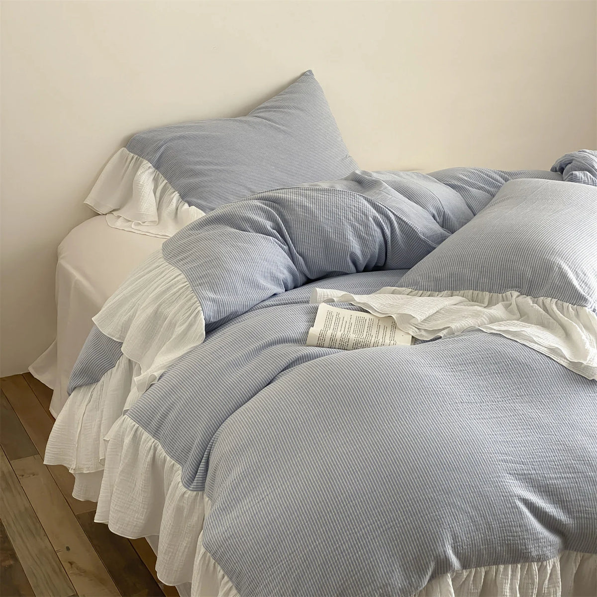 Bedding Set Cotton Seersucker Fine Pinstripe