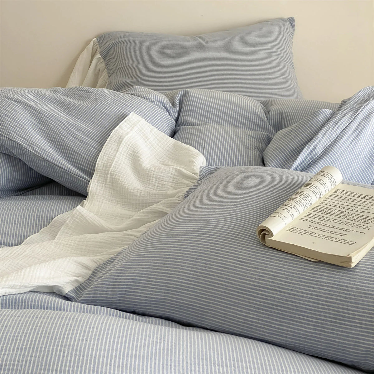 Bedding Set Cotton Seersucker Fine Pinstripe