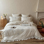 Bedding Set Delicate Embroidery & Ruffled Hem 4-Piece