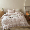 Bedding Set Delicate Embroidery & Ruffled Hem 4-Piece