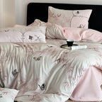 Bedding Set Embroidered Butterfly Breathable Machine Washable