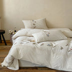 Bedding Set Embroidered Cotton Satin 4-Piece