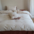 Bedding Set Embroidered Cotton Satin Bow Closure