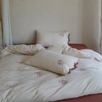 Bedding Set Embroidered Cotton Satin Bow Closure