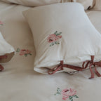 Bedding Set Embroidered Cotton Satin Bow Closure