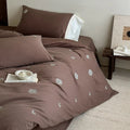 Bedding Set Embroidered Cotton Satin Four Piece