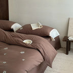 Bedding Set Embroidered Cotton Satin Four Piece