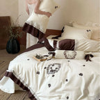 Bedding Set Embroidered Cotton Satin Frilled Set of 4