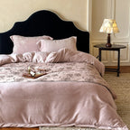 Bedding Set Embroidered Floral Velvet Concealed Zipper