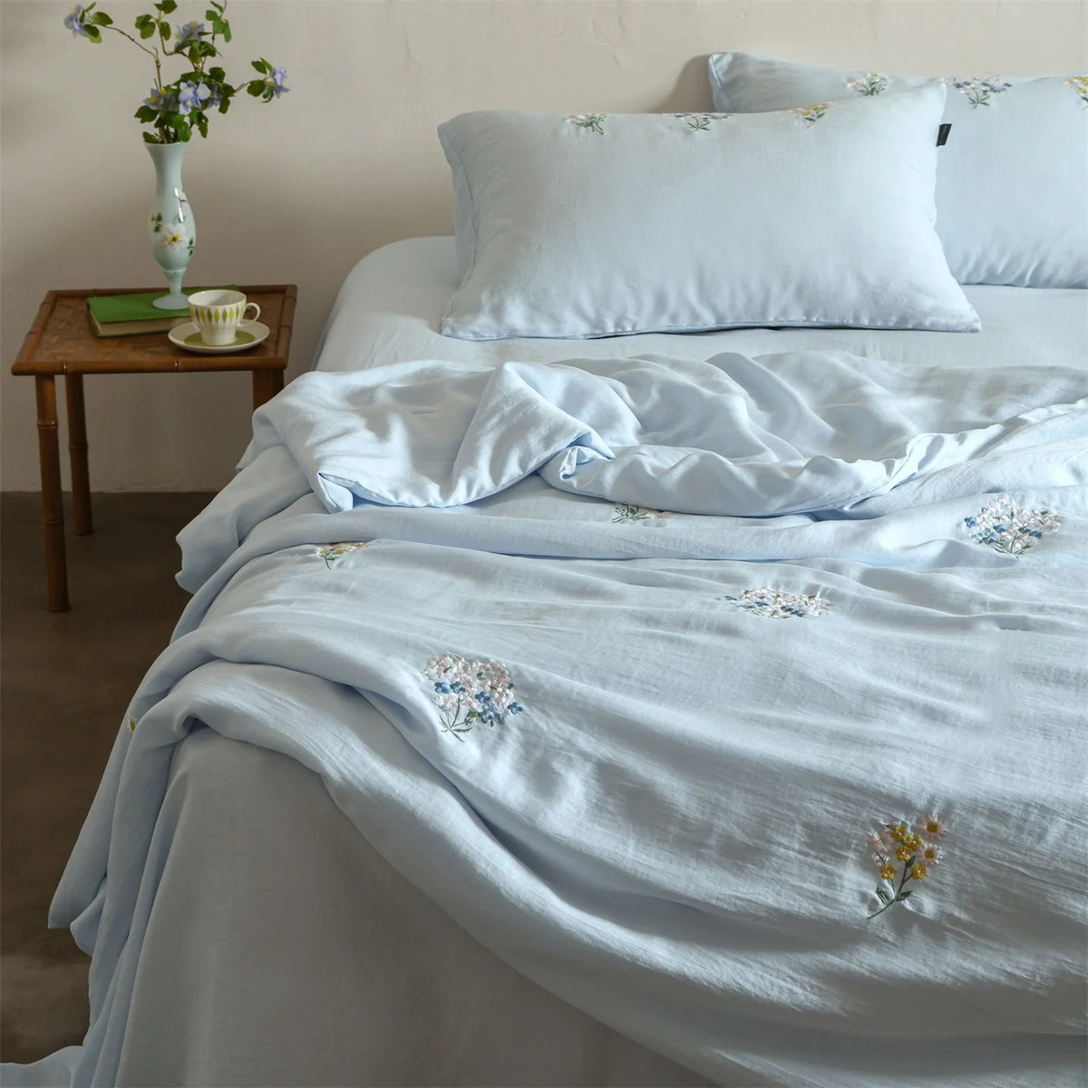 Bedding Set Embroidered Linen-Cotton Breathable All-Season