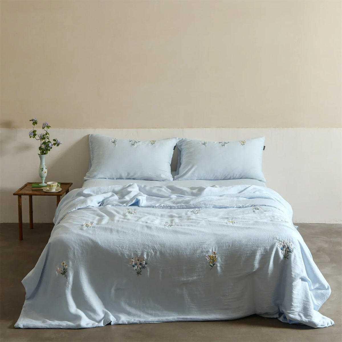 Bedding Set Embroidered Linen-Cotton Breathable All-Season