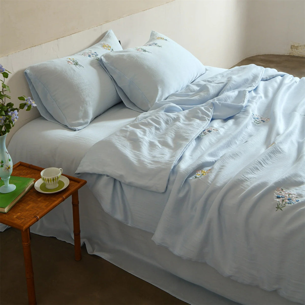 Bedding Set Embroidered Linen-Cotton Breathable All-Season